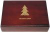 Holiday Mahogany Card Box with 2 Deck Set